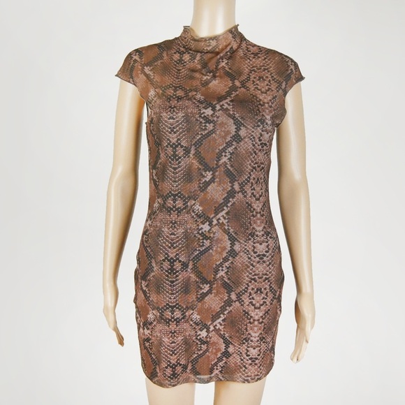 H:ours 2 Piece Brown Snakeskin Dress - Picture 1 of 5
